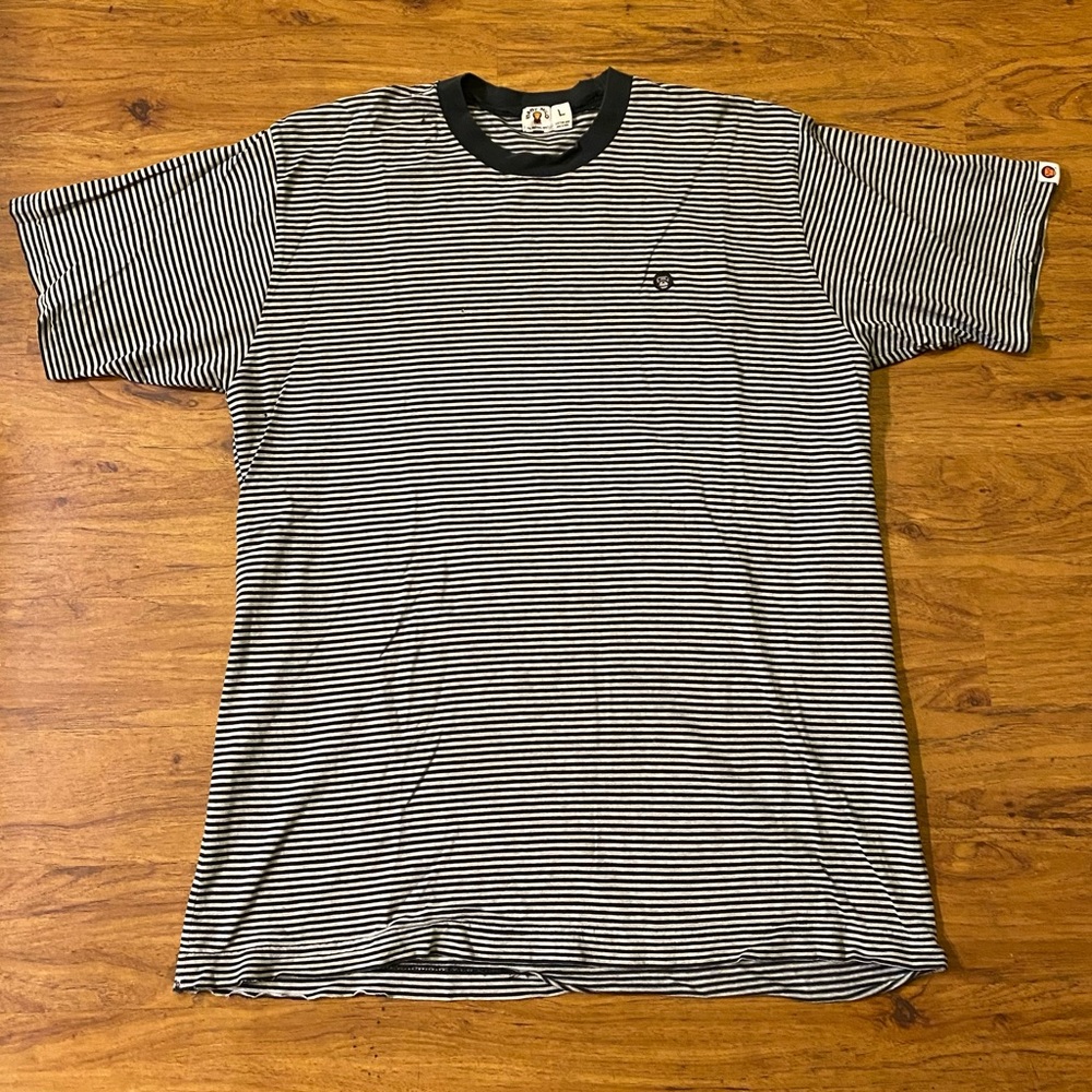 Vintage Baby milo Bape T Shirt Grunge Thrashed Stripe Made In Japan L Skate